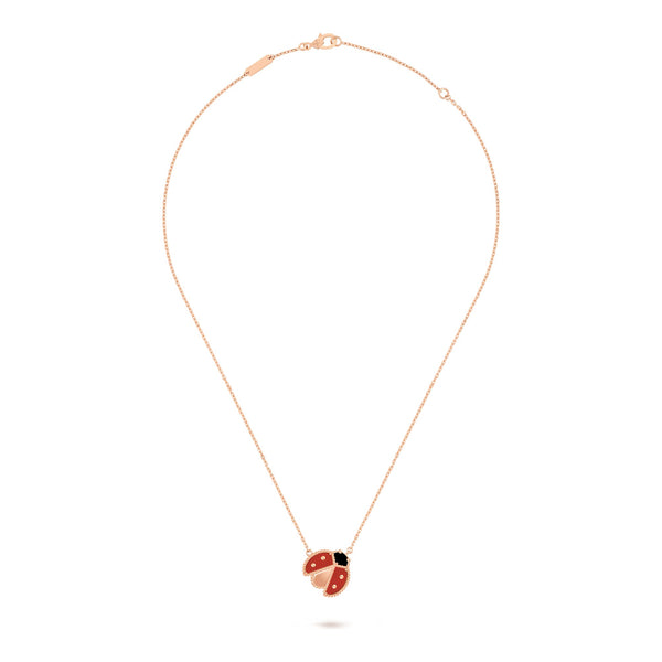 Van Cleef & Arpels Lucky Spring pendant, open wings ladybug 18K rose gold, Carnelian, Onyx