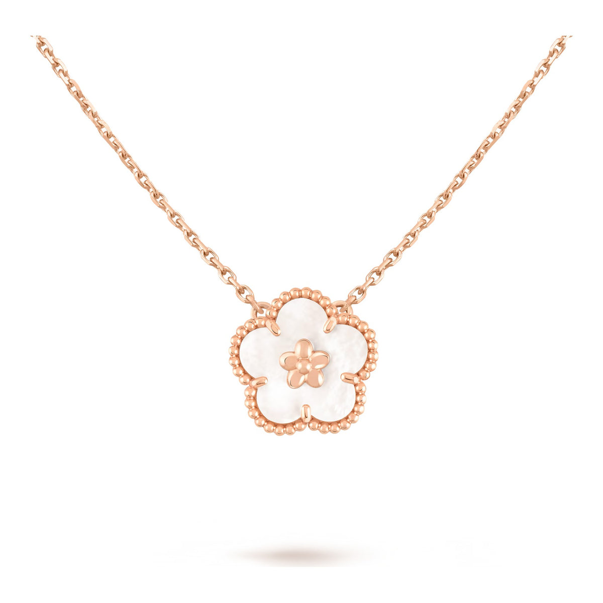Van Cleef & Arpels Lucky Spring pendant, plum blossom 18K rose gold, Mother-of-pearl