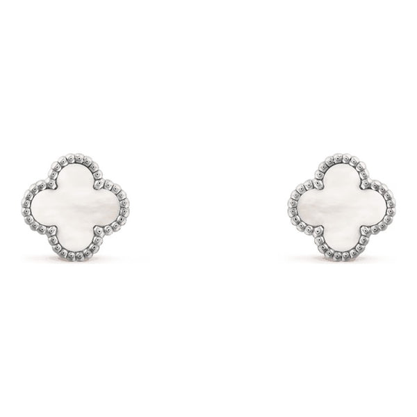 Van Cleef & Arpels Sweet Alhambra earstuds 18K white gold, Mother-of-pearl