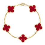 Van Cleef & Arpels Vintage Alhambra bracelet, 5 motifs 18K yellow gold, Carnelian - Image 1