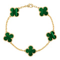 Van Cleef & Arpels Vintage Alhambra bracelet, 5 motifs 18K yellow gold, Malachite