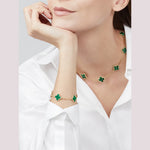 Van Cleef & Arpels Vintage Alhambra bracelet, 5 motifs 18K yellow gold, Malachite - Image 2