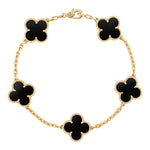 Van Cleef & Arpels Vintage Alhambra bracelet, 5 motifs 18K yellow gold, Onyx - Image 1
