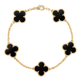 Van Cleef & Arpels Vintage Alhambra bracelet, 5 motifs 18K yellow gold, Onyx