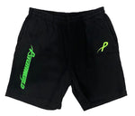 Psychworld Black Canvas Shorts Lime Green Logo - Supra Sneakers - Image 1